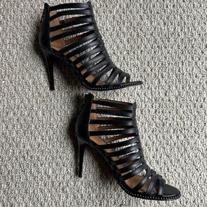 Coach Kia Semi Matte Calf Leather Cage Heels Size 7.5